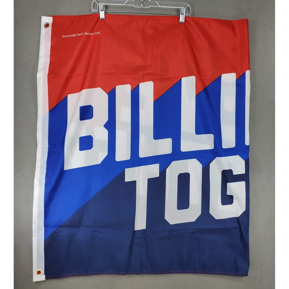 Buffalo Bills Flag Red Blue White M&T Bank Believe Together 2024 Sports Decor